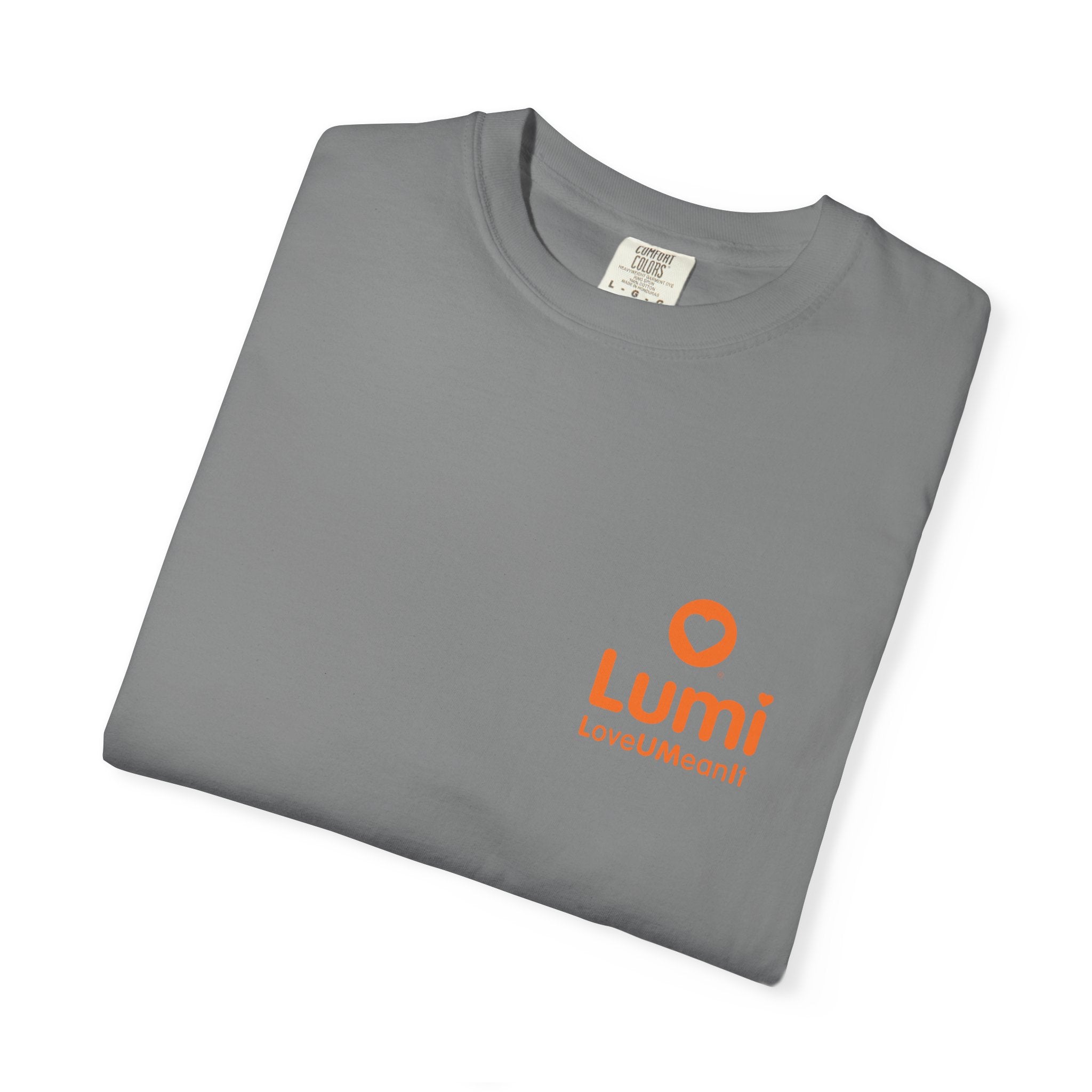 Lumi logo T-shirt | Small orange heart logo tee