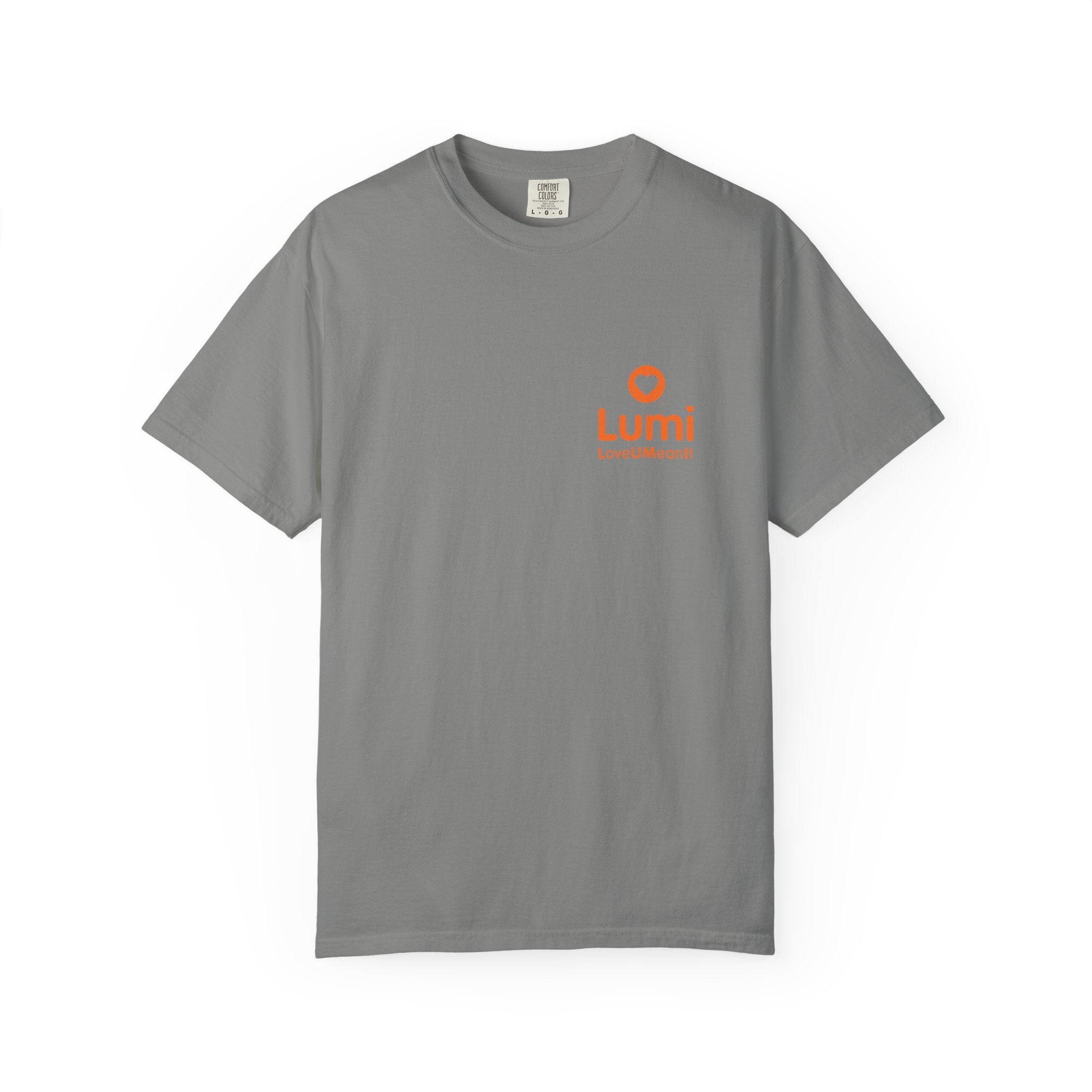 Lumi logo T-shirt | Small orange heart logo tee