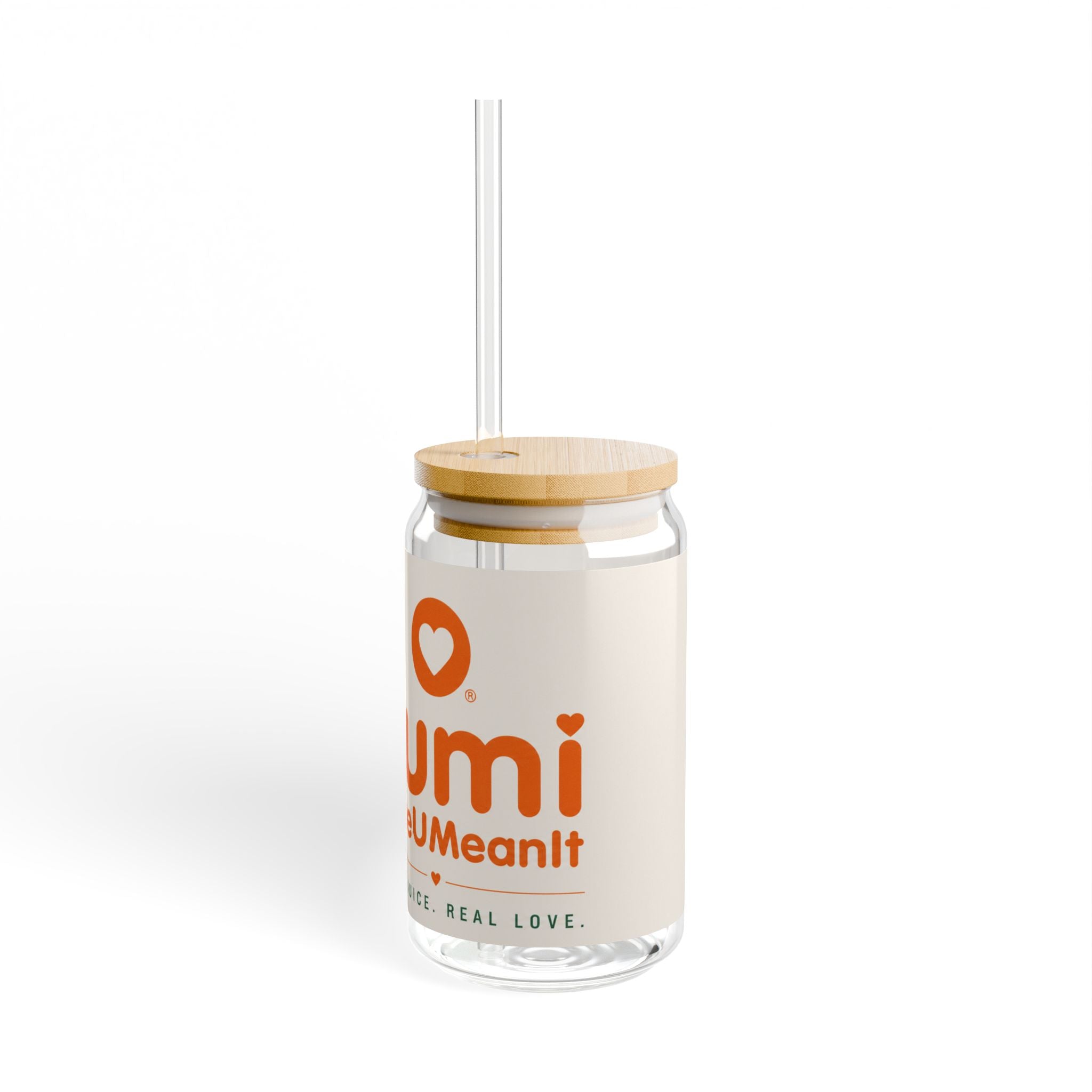 Sipper Glass - LoveUMed Juice Canister with Heart Logo, 16oz Reusable Straw Cup
