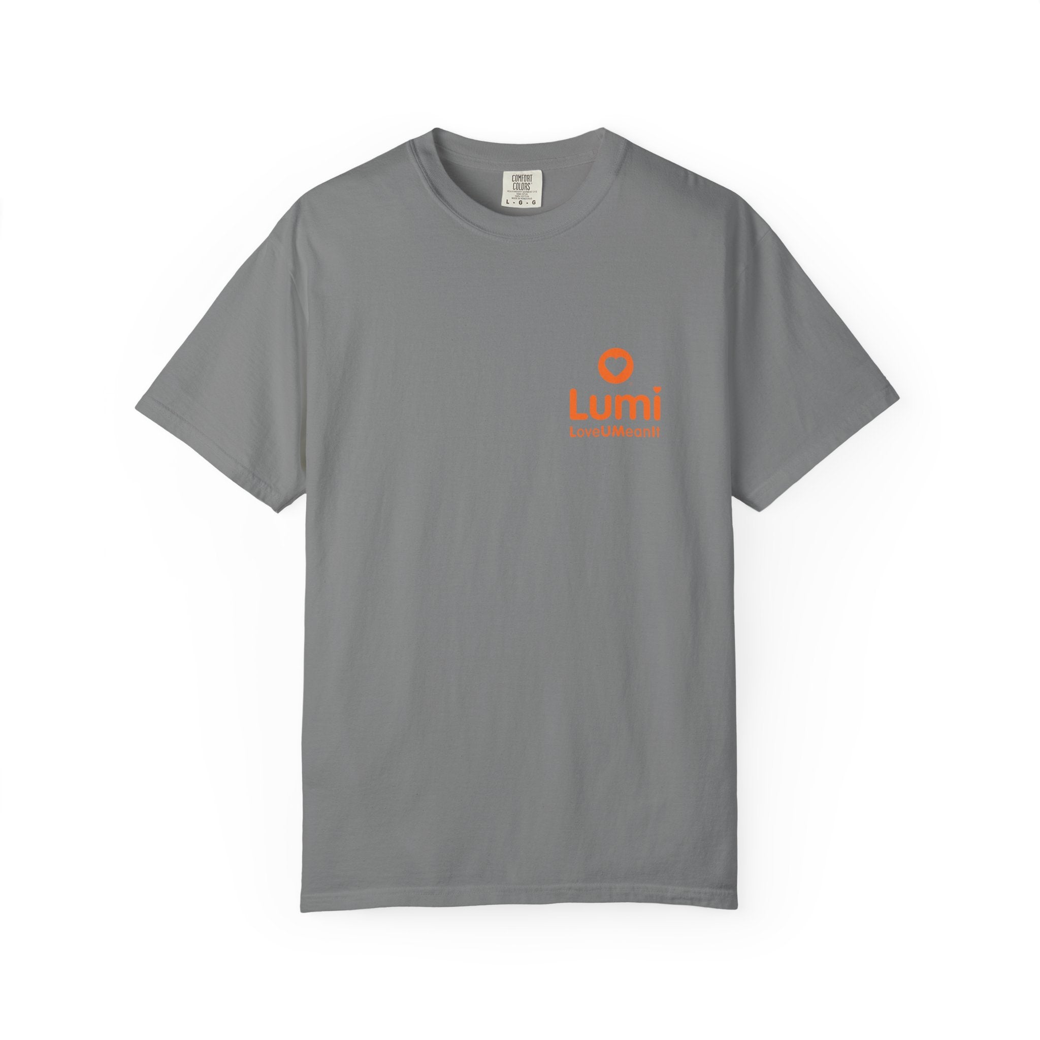Lumi logo T-shirt | Small orange heart logo tee