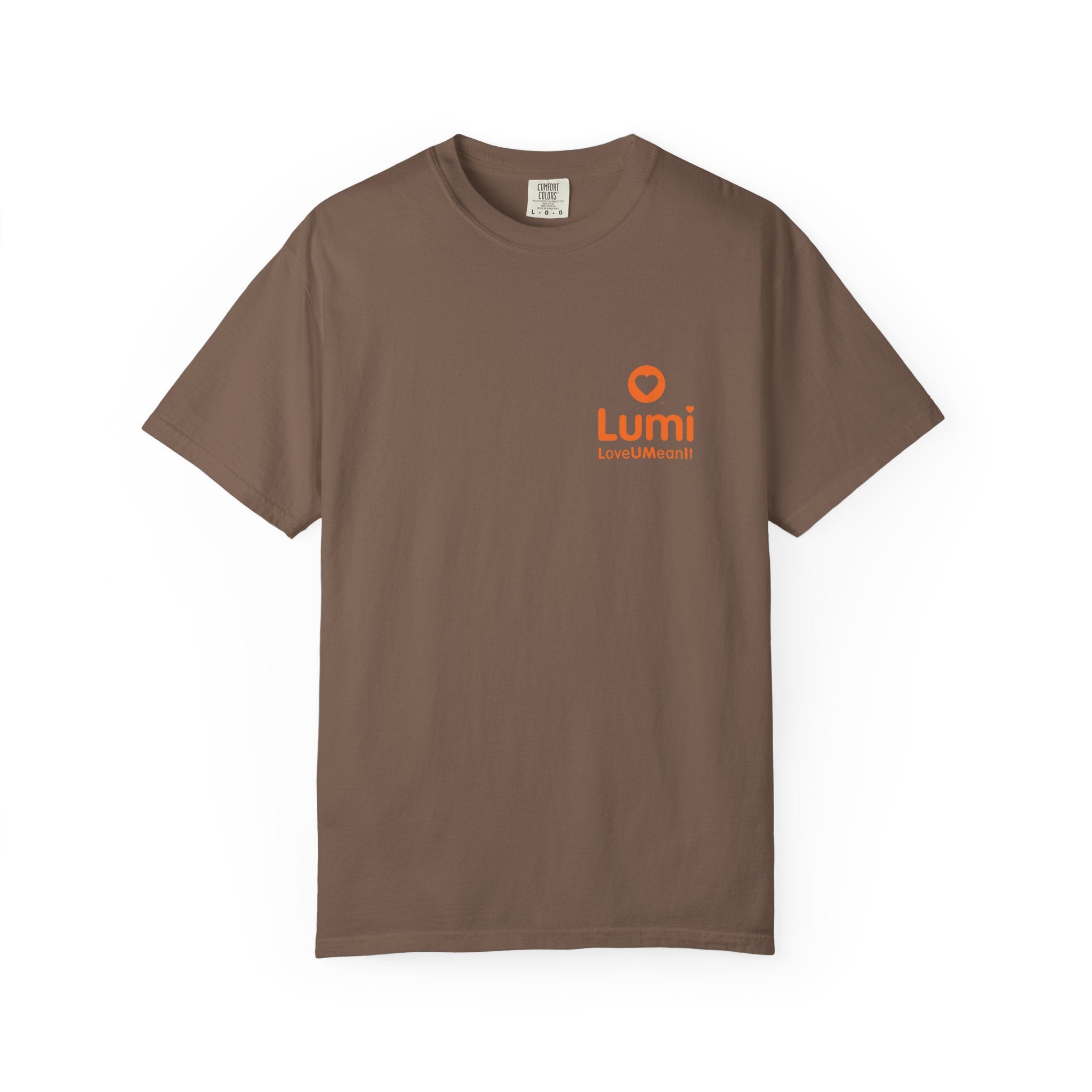 Lumi logo T-shirt | Small orange heart logo tee