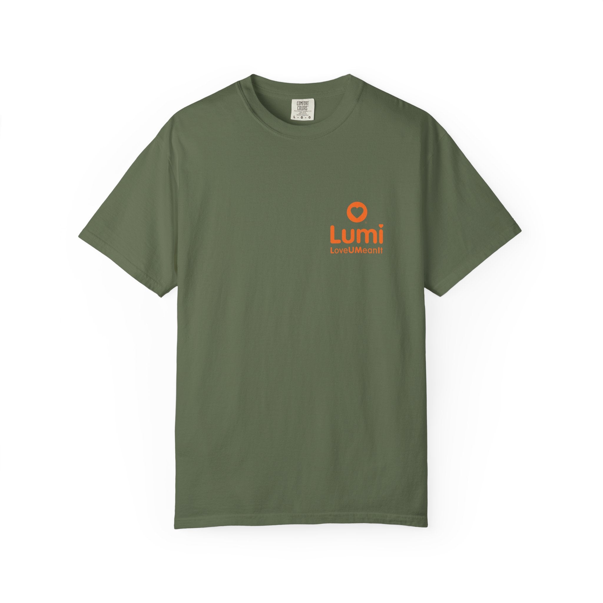 Lumi logo T-shirt | Small orange heart logo tee
