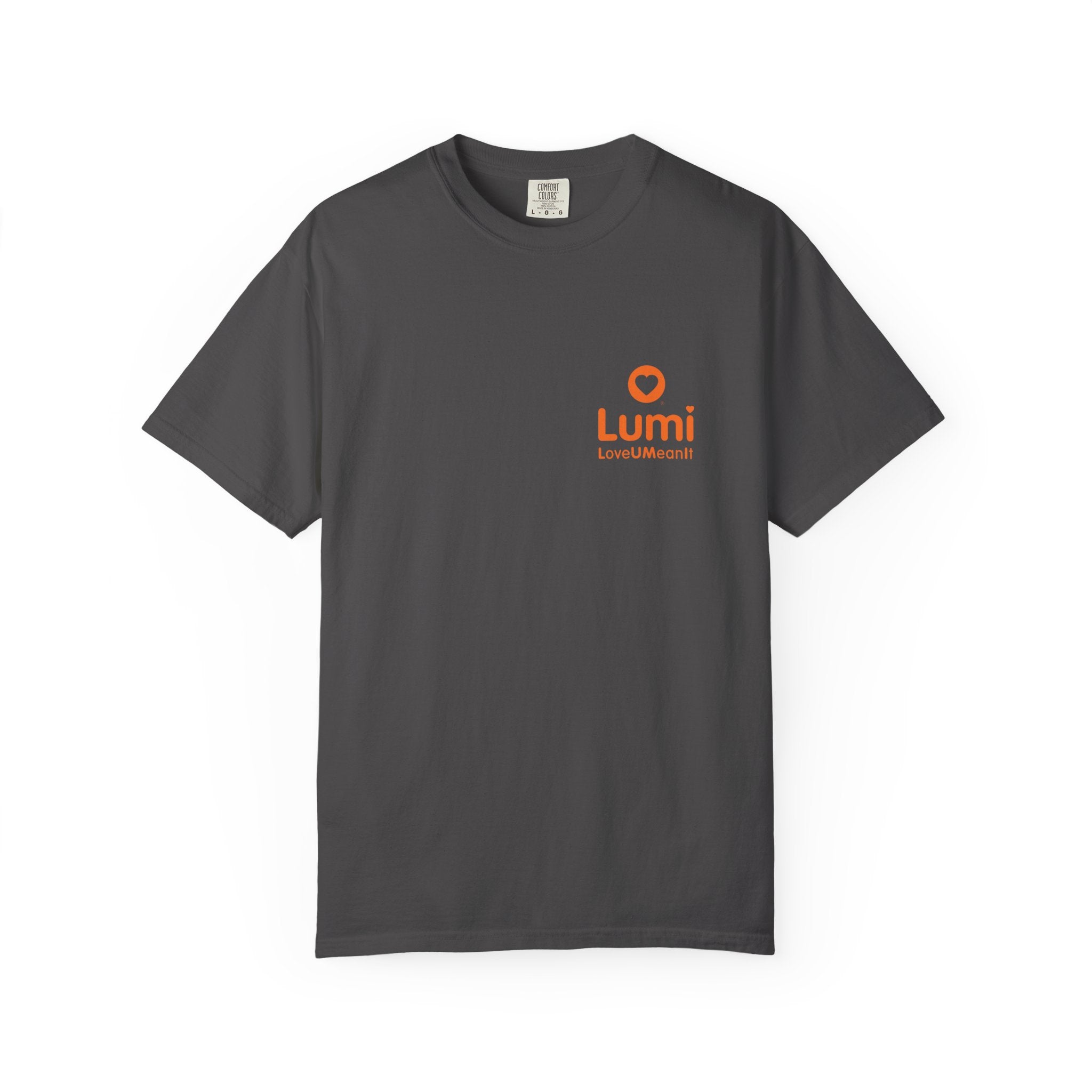 Lumi logo T-shirt | Small orange heart logo tee