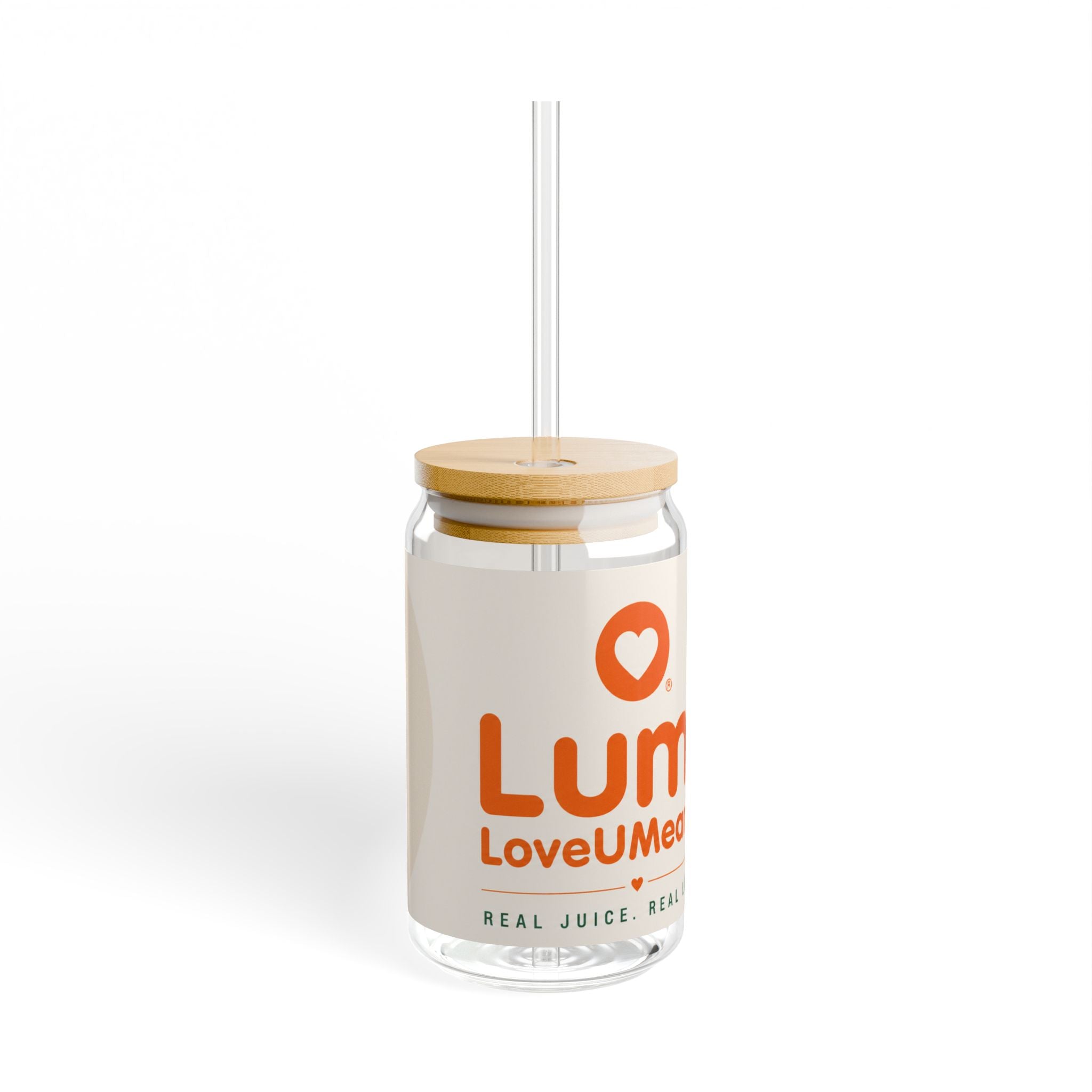 Sipper Glass - LoveUMed Juice Canister with Heart Logo, 16oz Reusable Straw Cup