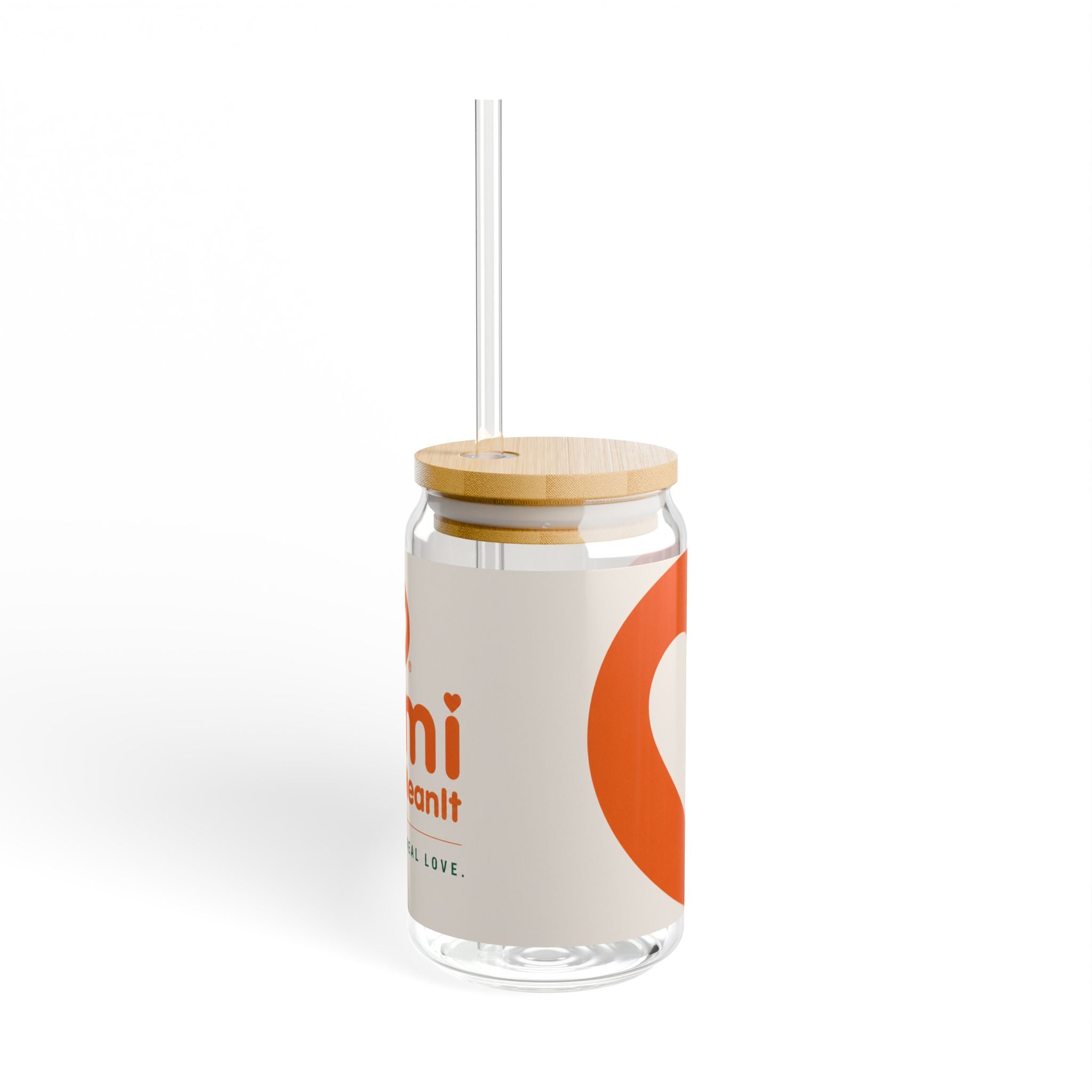 Sipper Glass - LoveUMean It Juice Canister with Heart Logo, 16oz Reusable Straw Cup