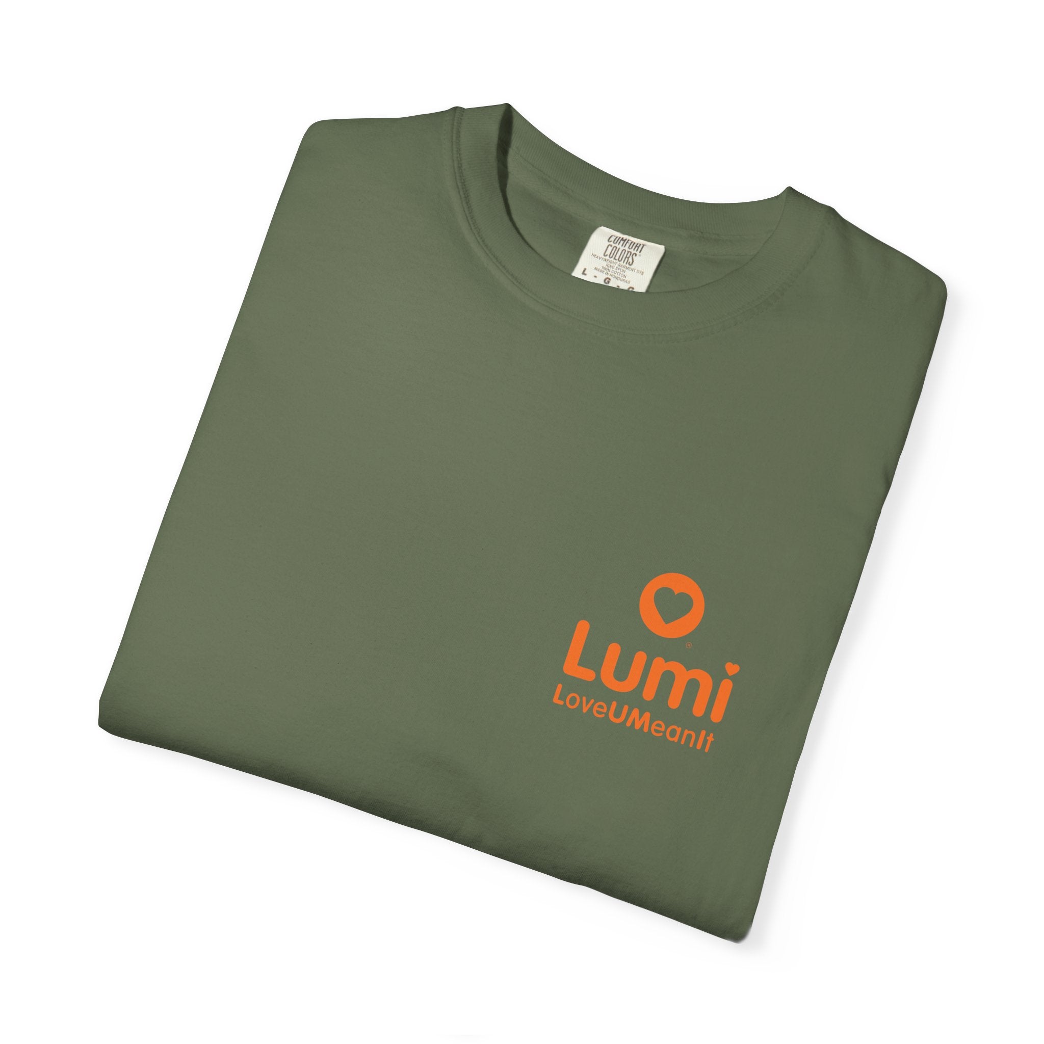 Lumi logo T-shirt | Small orange heart logo tee