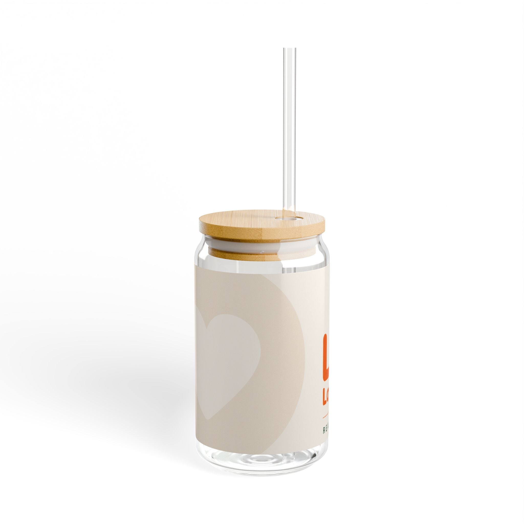 Sipper Glass - LoveUMed Juice Canister with Heart Logo, 16oz Reusable Straw Cup