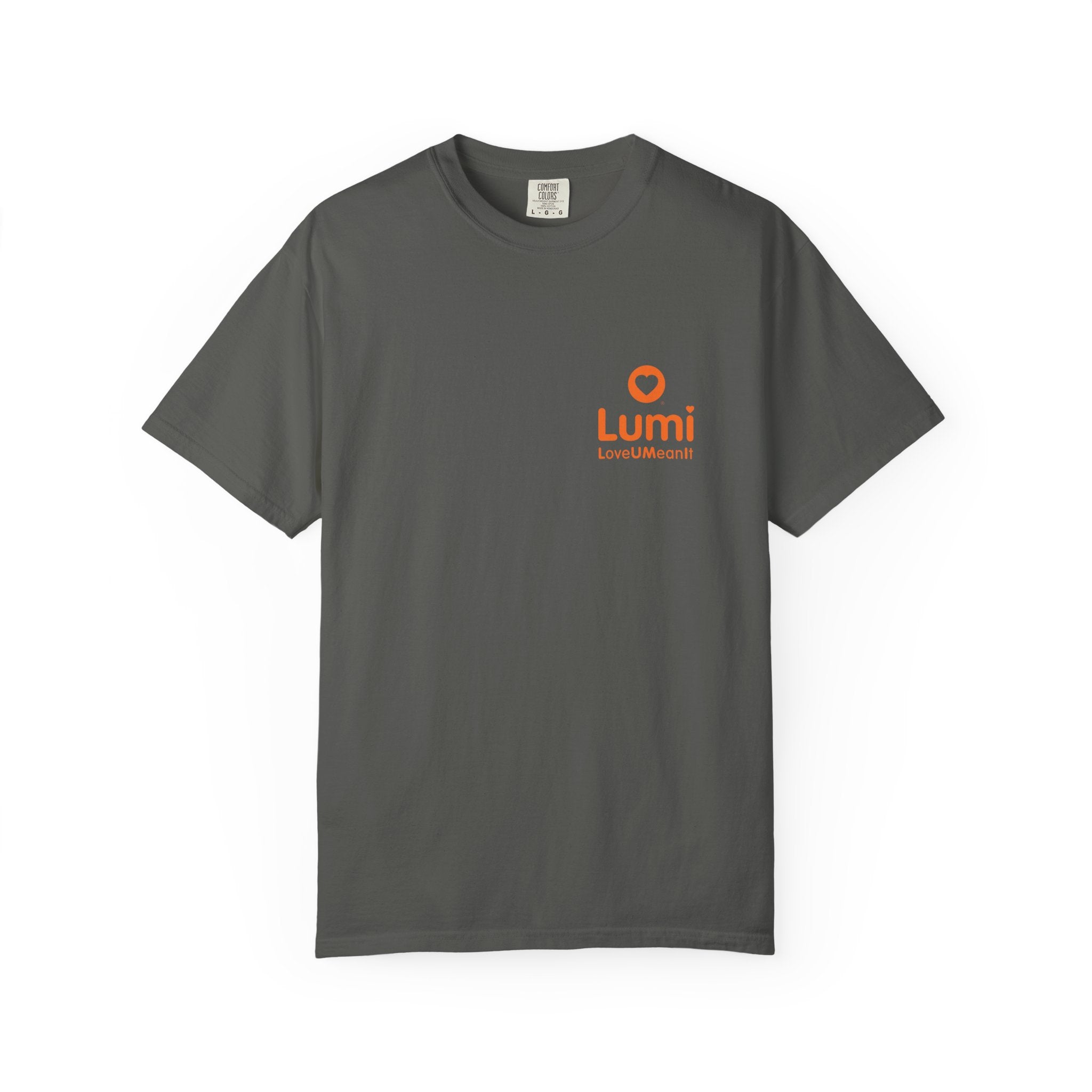 Lumi logo T-shirt | Small orange heart logo tee