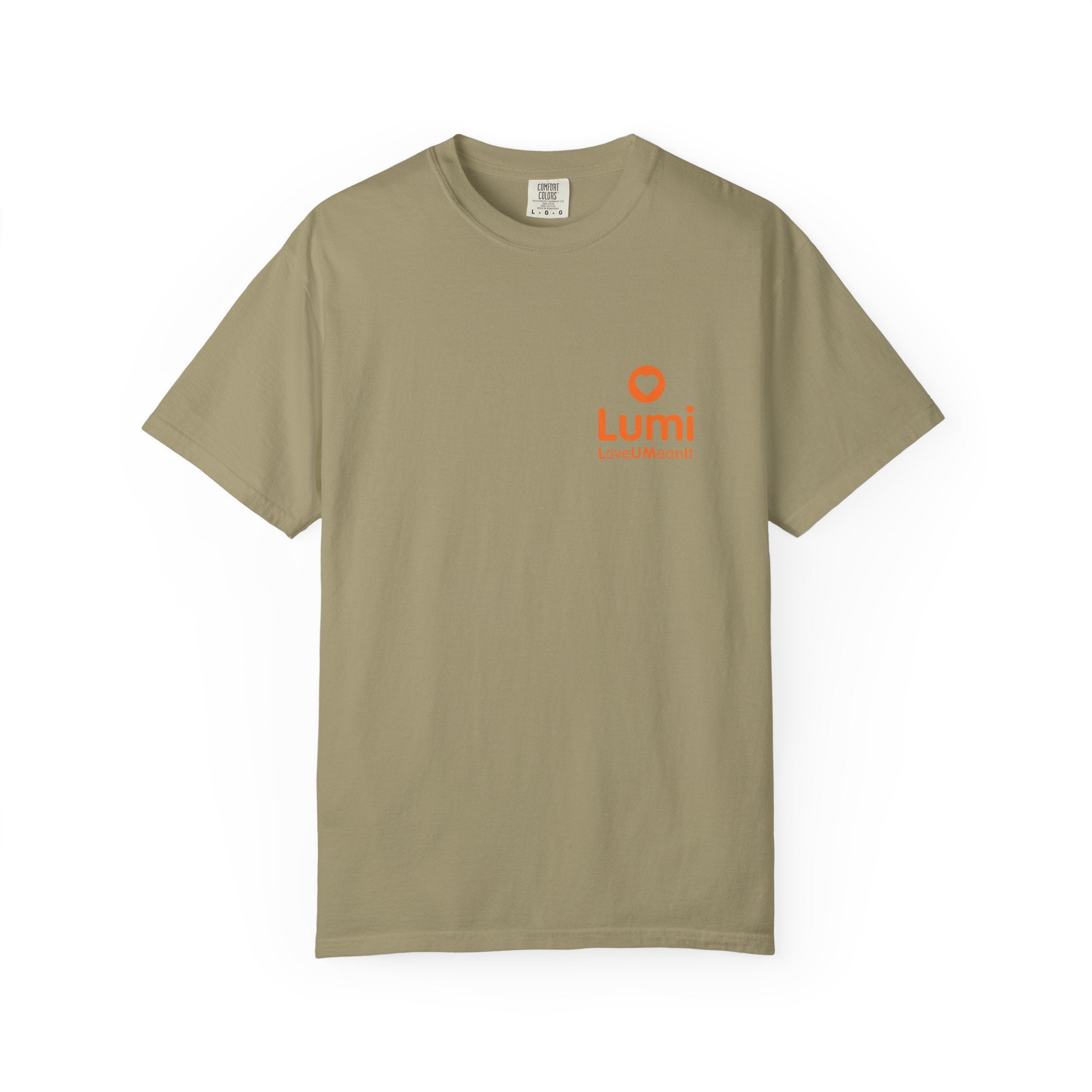 Lumi logo T-shirt | Small orange heart logo tee