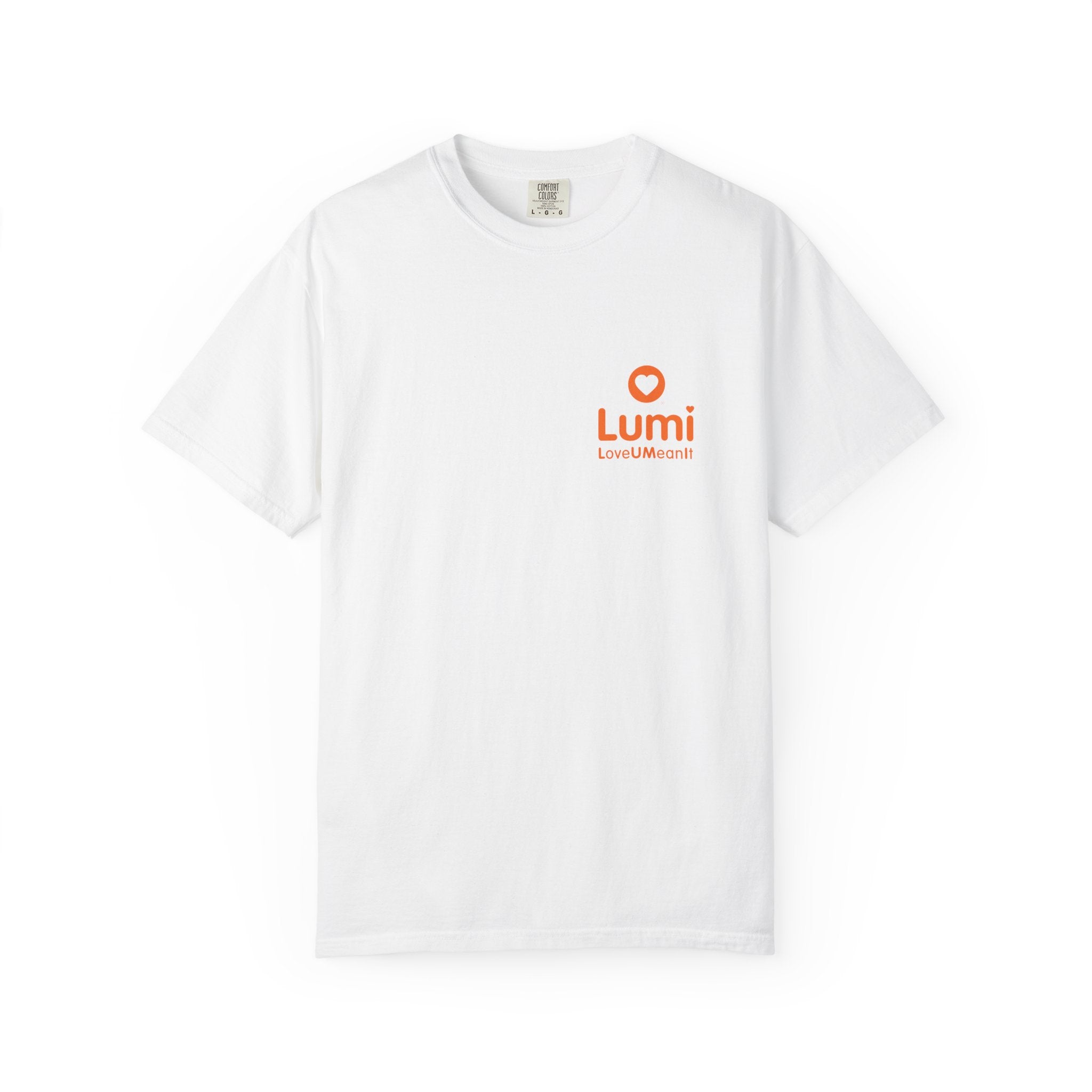 Lumi logo T-shirt | Small orange heart logo tee