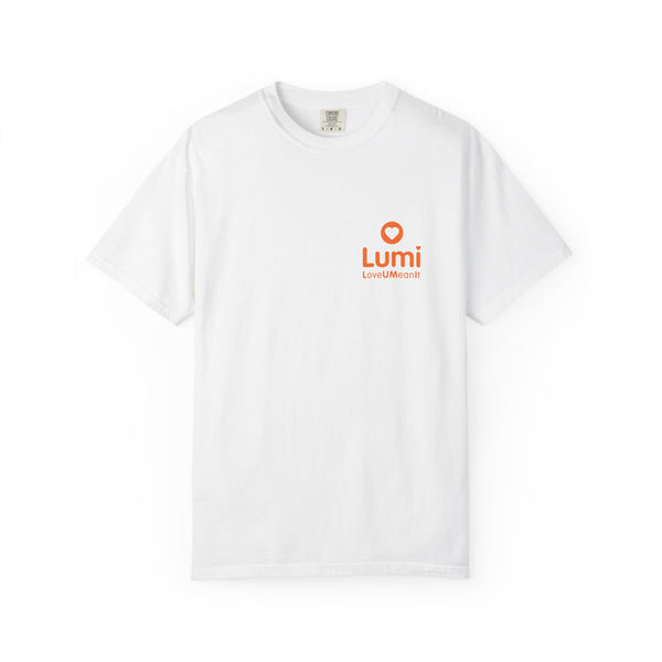 Lumi logo T-shirt | Small orange heart logo tee