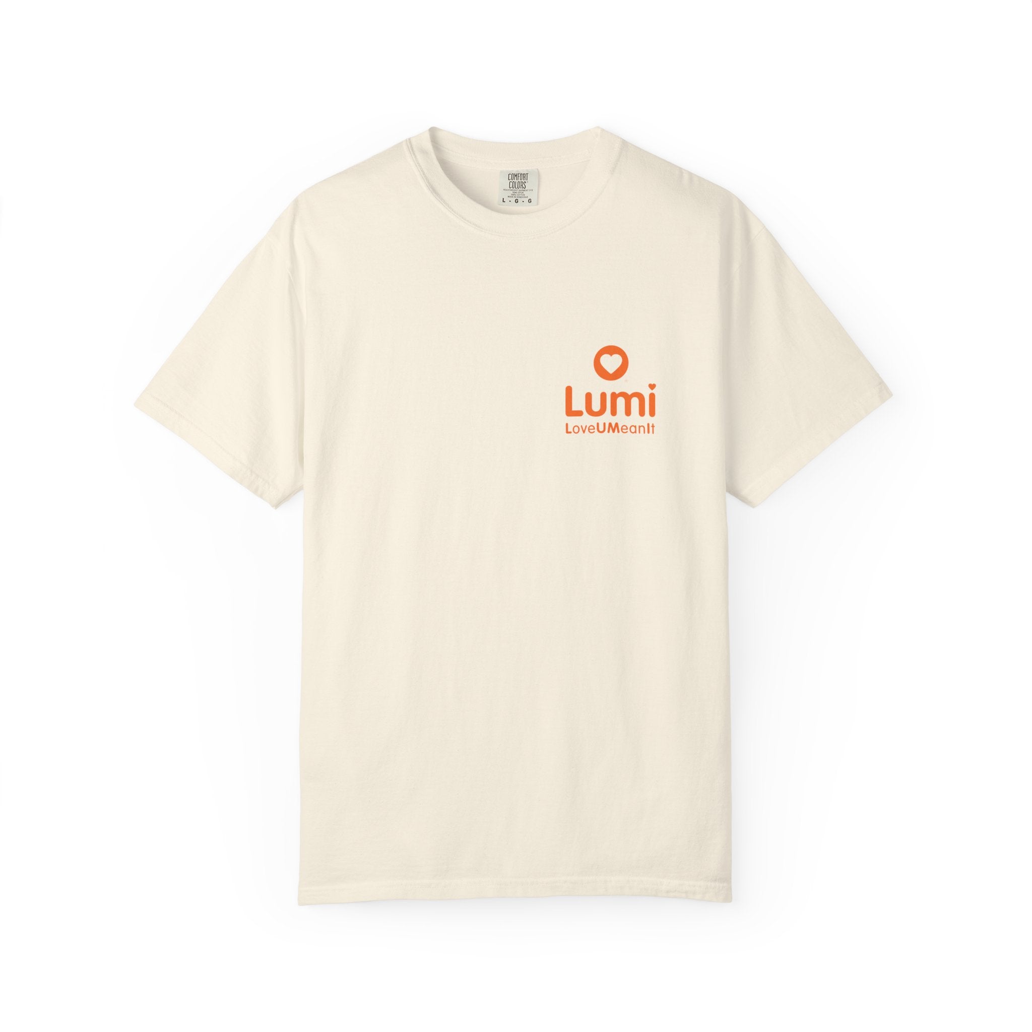 Lumi logo T-shirt | Small orange heart logo tee