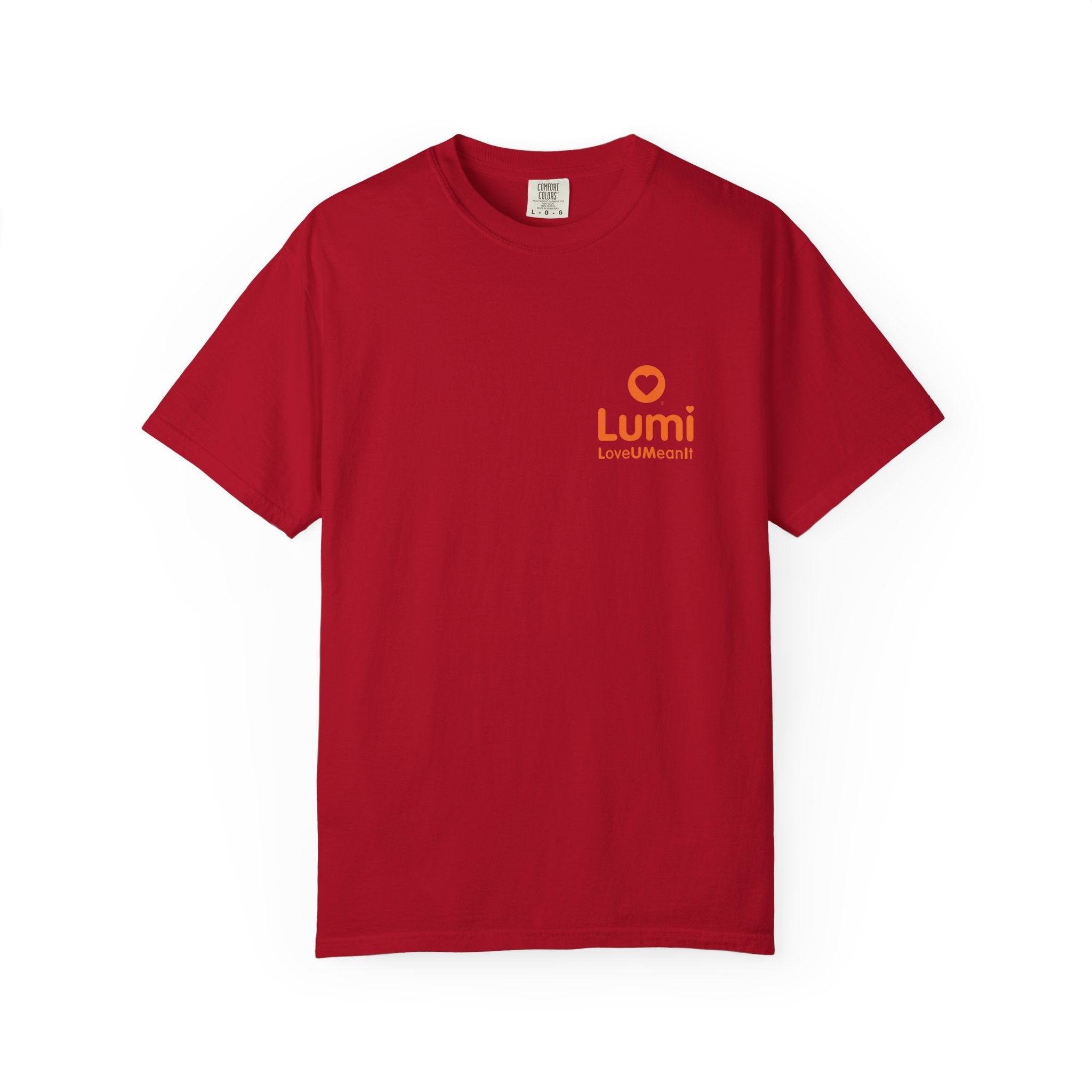 Lumi logo T-shirt | Small orange heart logo tee