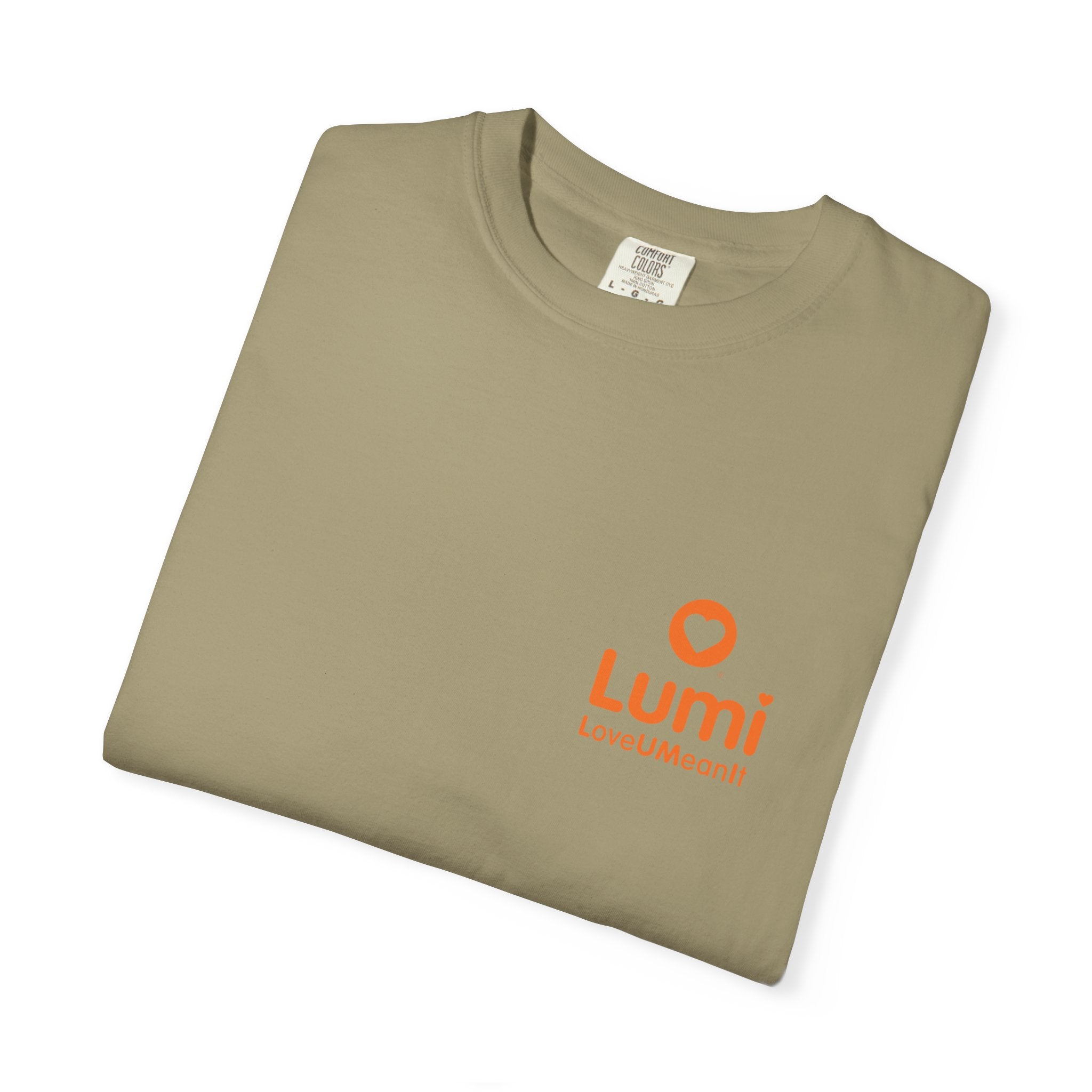 Lumi logo T-shirt | Small orange heart logo tee