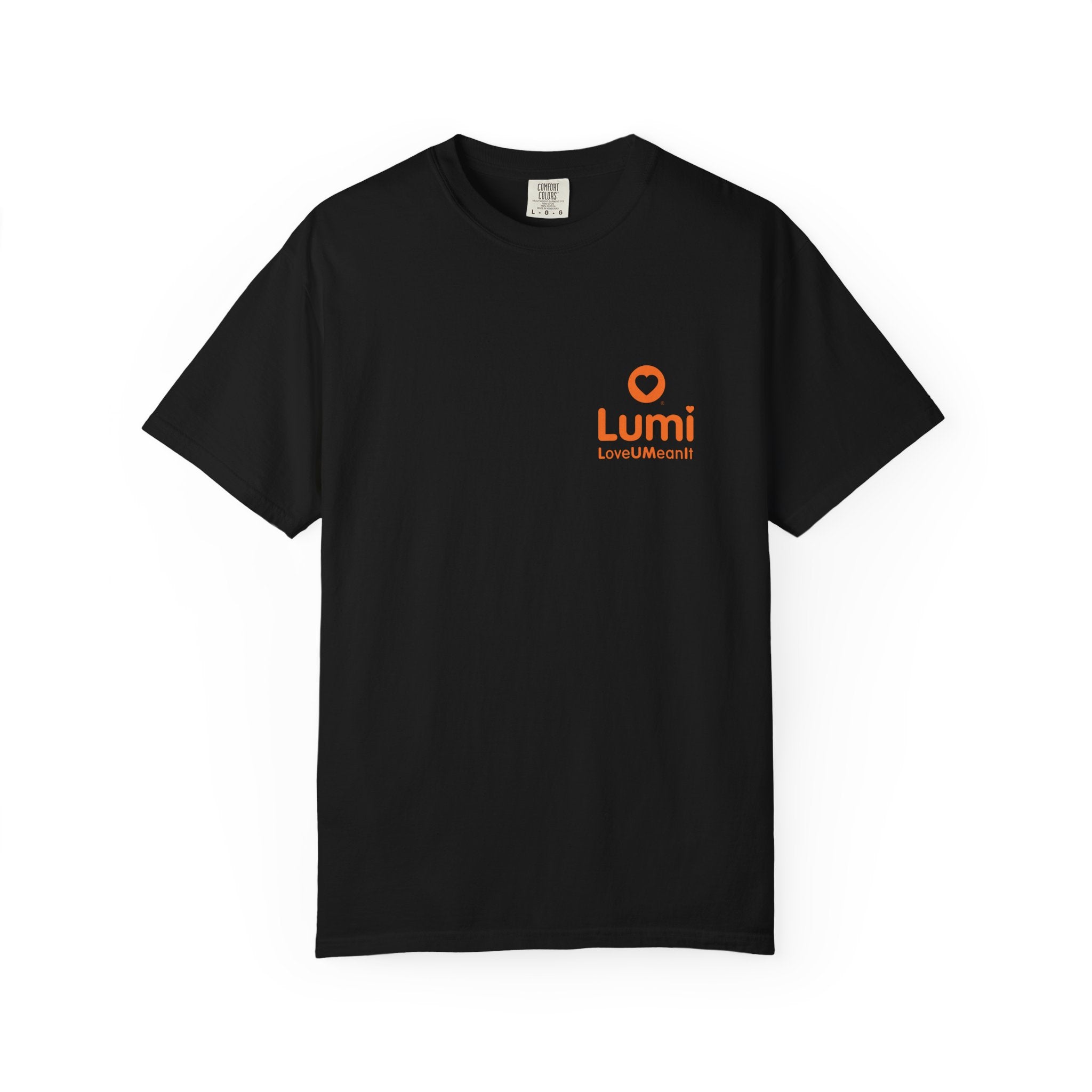Lumi logo T-shirt | Small orange heart logo tee