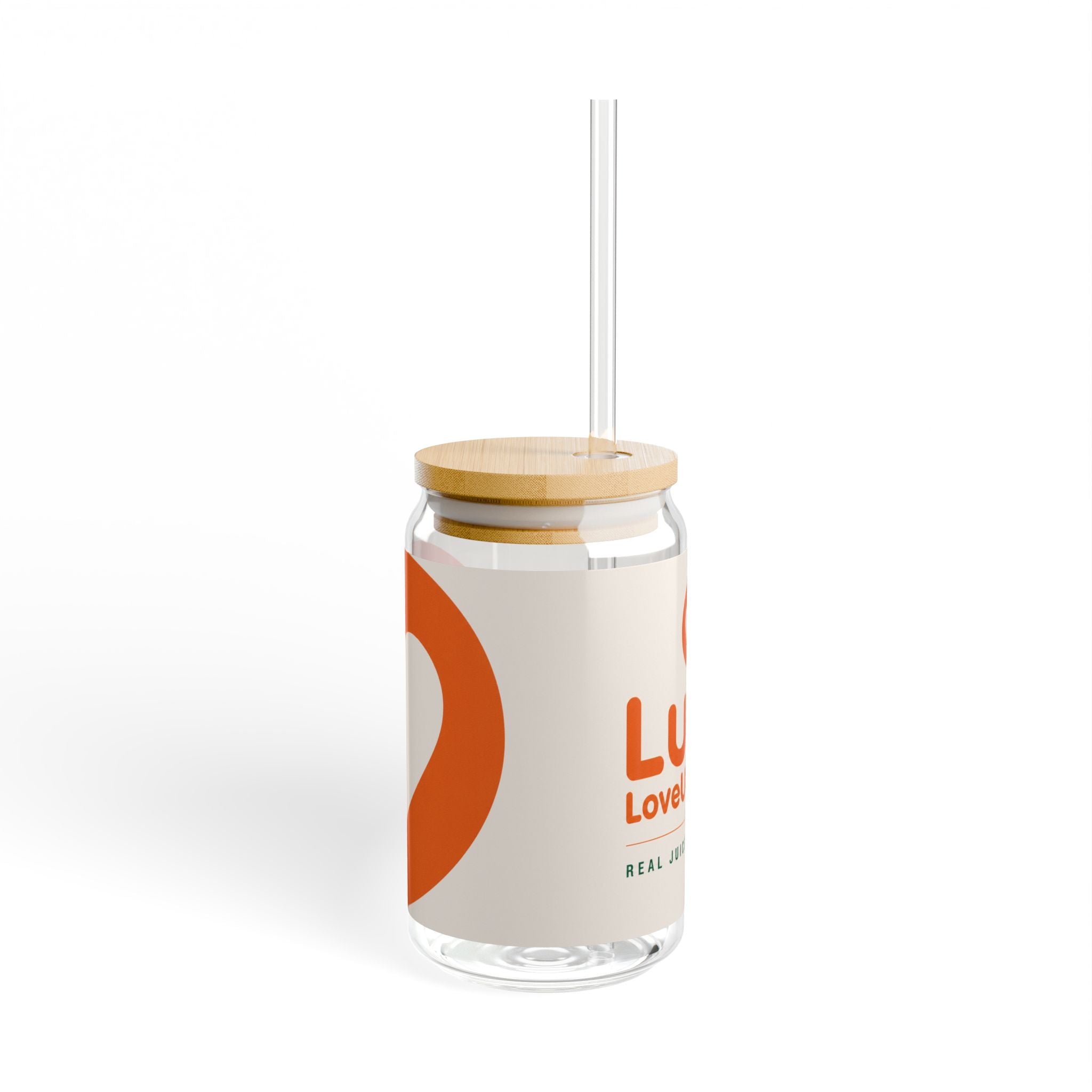 Sipper Glass - LoveUMean It Juice Canister with Heart Logo, 16oz Reusable Straw Cup