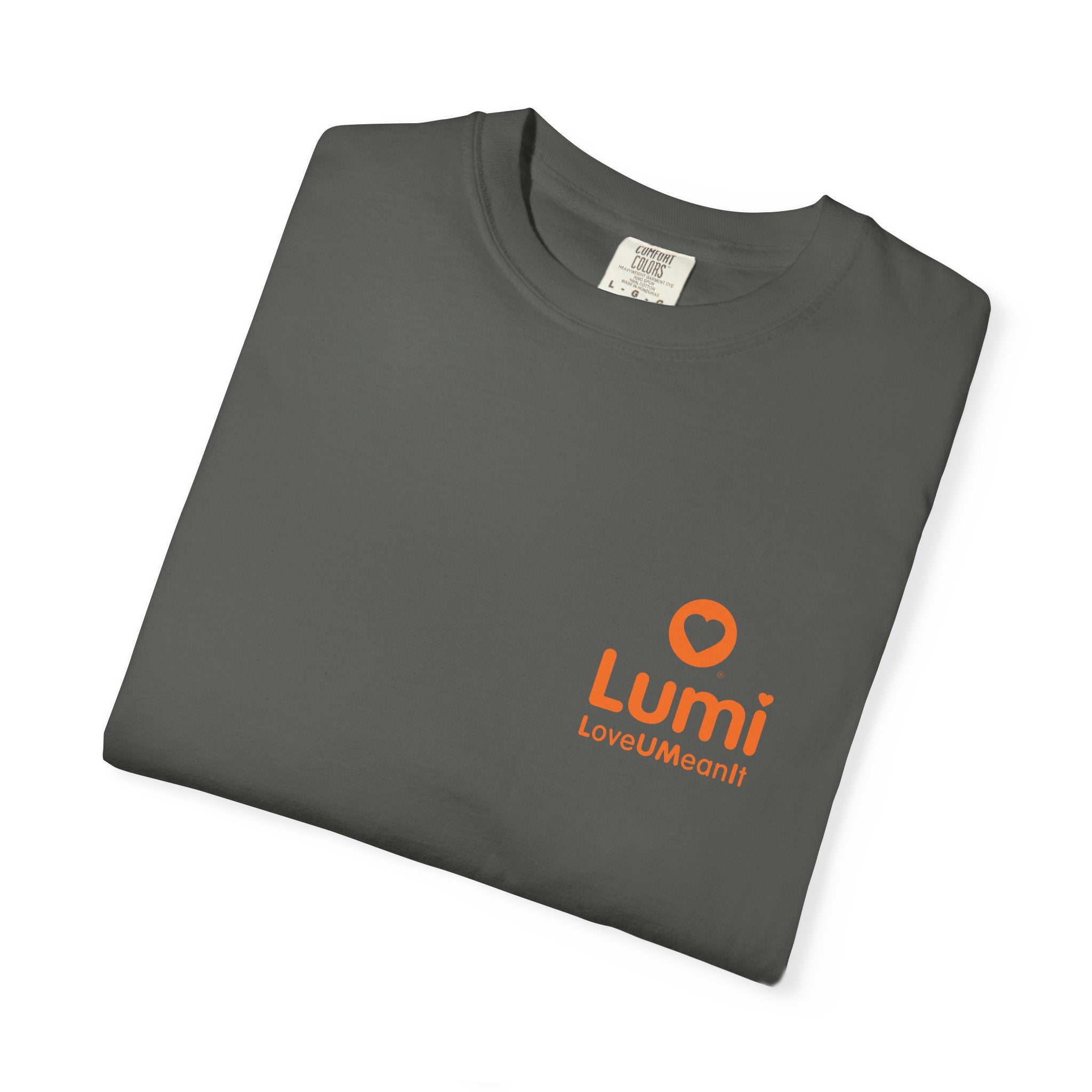 Lumi logo T-shirt | Small orange heart logo tee